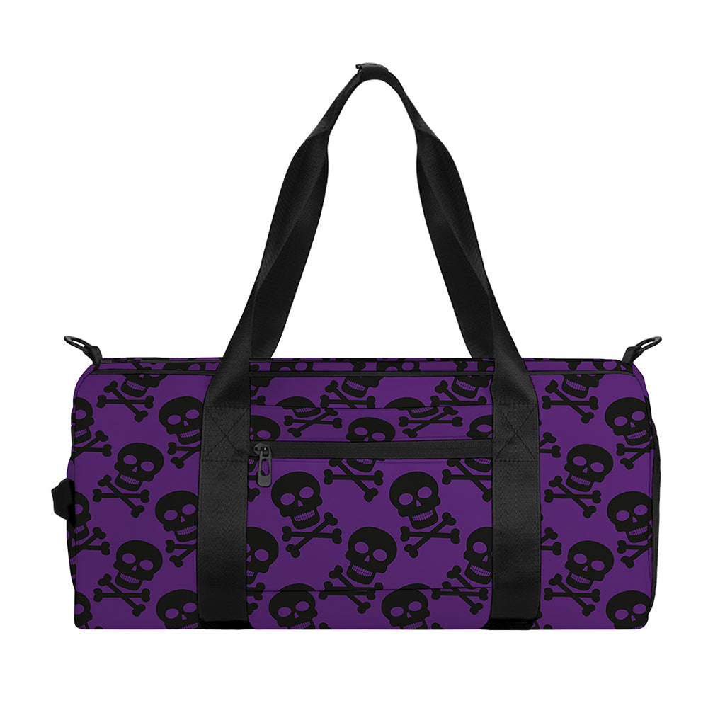 Purple And Black Halloween Skull Print Gym Bag