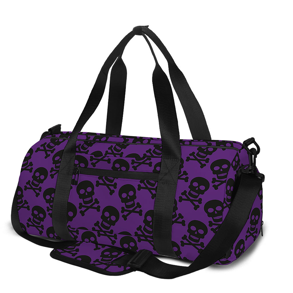 Purple And Black Halloween Skull Print Gym Bag