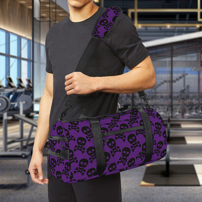 Purple And Black Halloween Skull Print Gym Bag