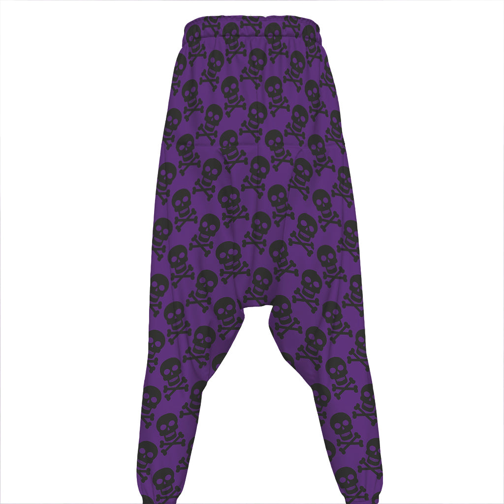 Purple And Black Halloween Skull Print Hammer Pants