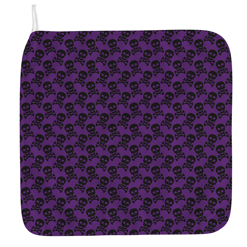 Purple And Black Halloween Skull Print Hand Towel