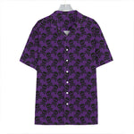 Purple And Black Halloween Skull Print Hawaiian Shirt