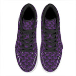 Purple And Black Halloween Skull Print High Top Leather Sneakers