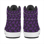 Purple And Black Halloween Skull Print High Top Leather Sneakers
