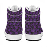 Purple And Black Halloween Skull Print High Top Leather Sneakers