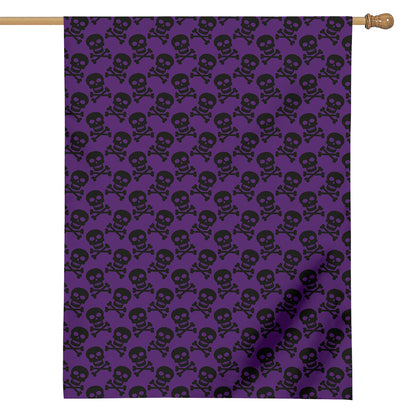 Purple And Black Halloween Skull Print House Flag