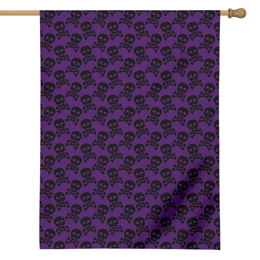 Purple And Black Halloween Skull Print House Flag