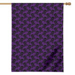 Purple And Black Halloween Skull Print House Flag