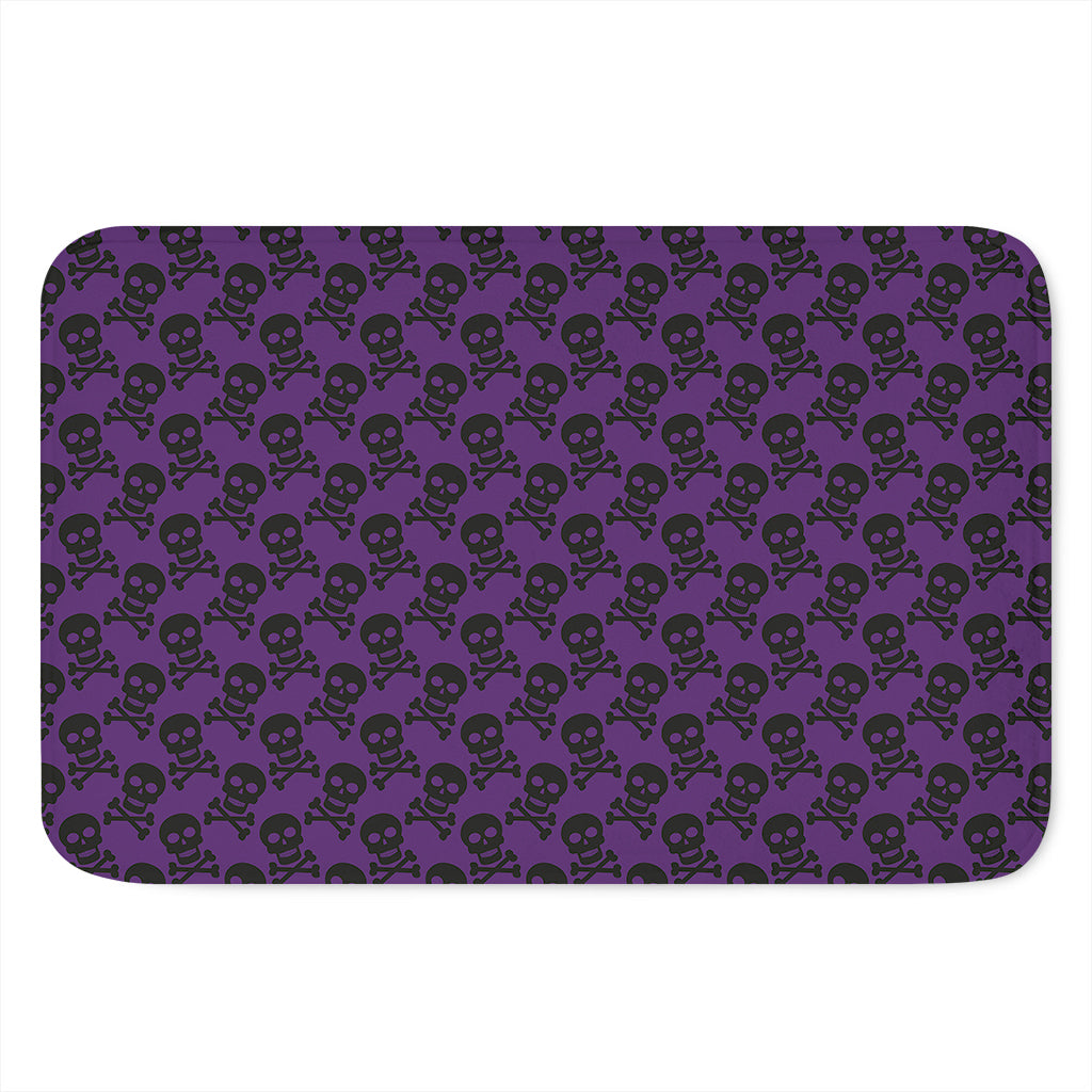 Purple And Black Halloween Skull Print Indoor Door Mat