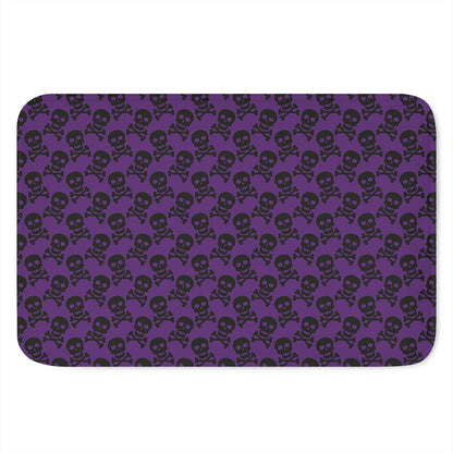 Purple And Black Halloween Skull Print Indoor Door Mat