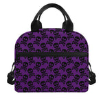 Purple And Black Halloween Skull Print Insulated Lunch Bag