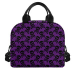 Purple And Black Halloween Skull Print Insulated Lunch Bag