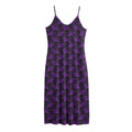 Purple And Black Halloween Skull Print Jersey Midi Cami Dress