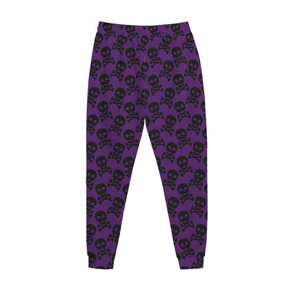 Purple And Black Halloween Skull Print Jogger Pants