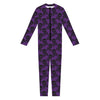 Purple And Black Halloween Skull Print Jumpsuit