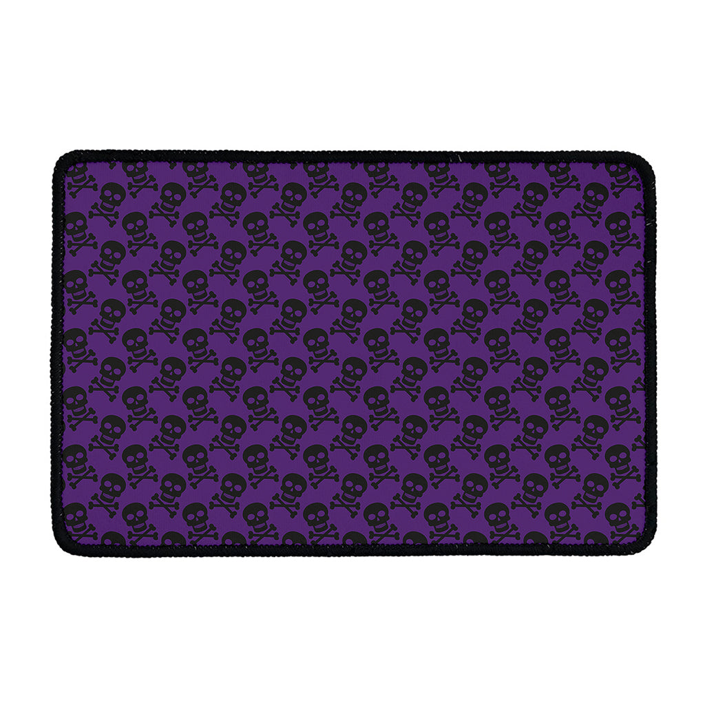 Purple And Black Halloween Skull Print Kitchen Mat