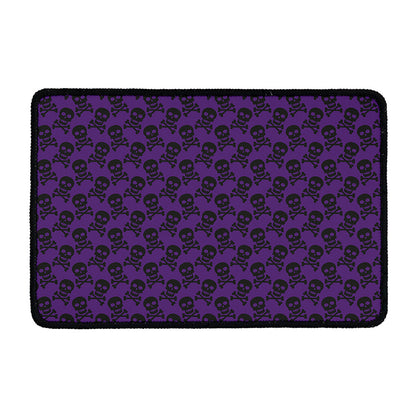 Purple And Black Halloween Skull Print Kitchen Mat