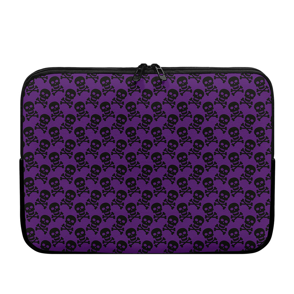 Purple And Black Halloween Skull Print Laptop Sleeve