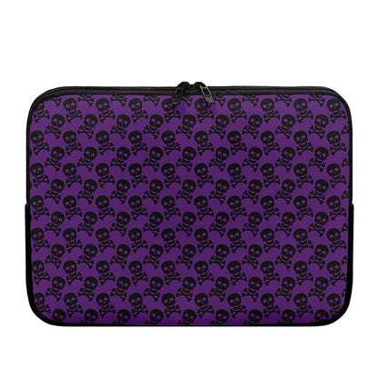 Purple And Black Halloween Skull Print Laptop Sleeve