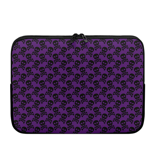 Purple And Black Halloween Skull Print Laptop Sleeve