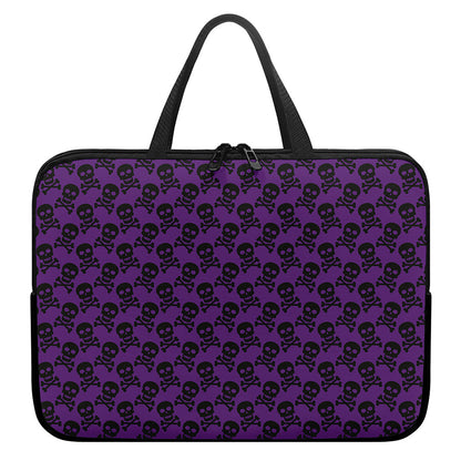 Purple And Black Halloween Skull Print Laptop Sleeve With Handle