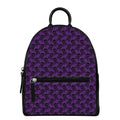 Purple And Black Halloween Skull Print Leather Backpack