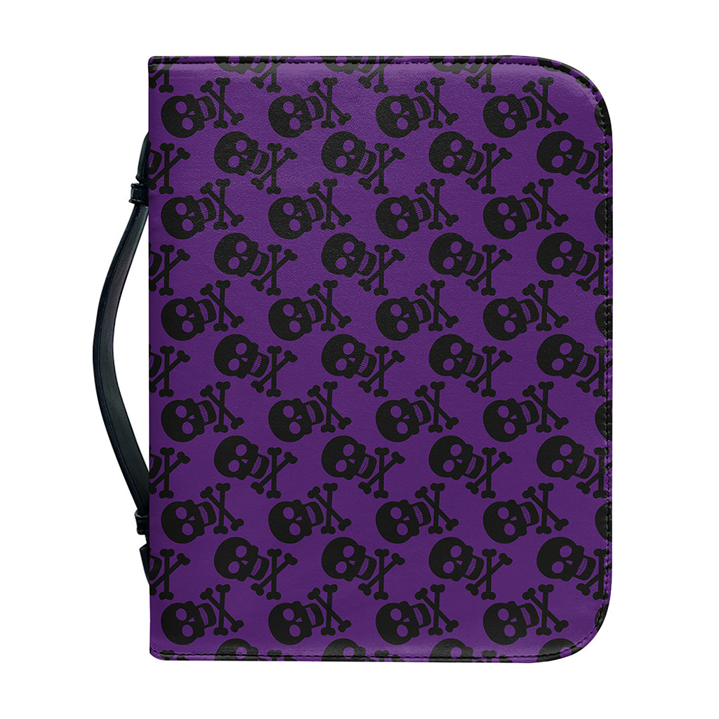 Purple And Black Halloween Skull Print Leather Bible Cover