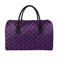 Purple And Black Halloween Skull Print Leather Duffel Bag