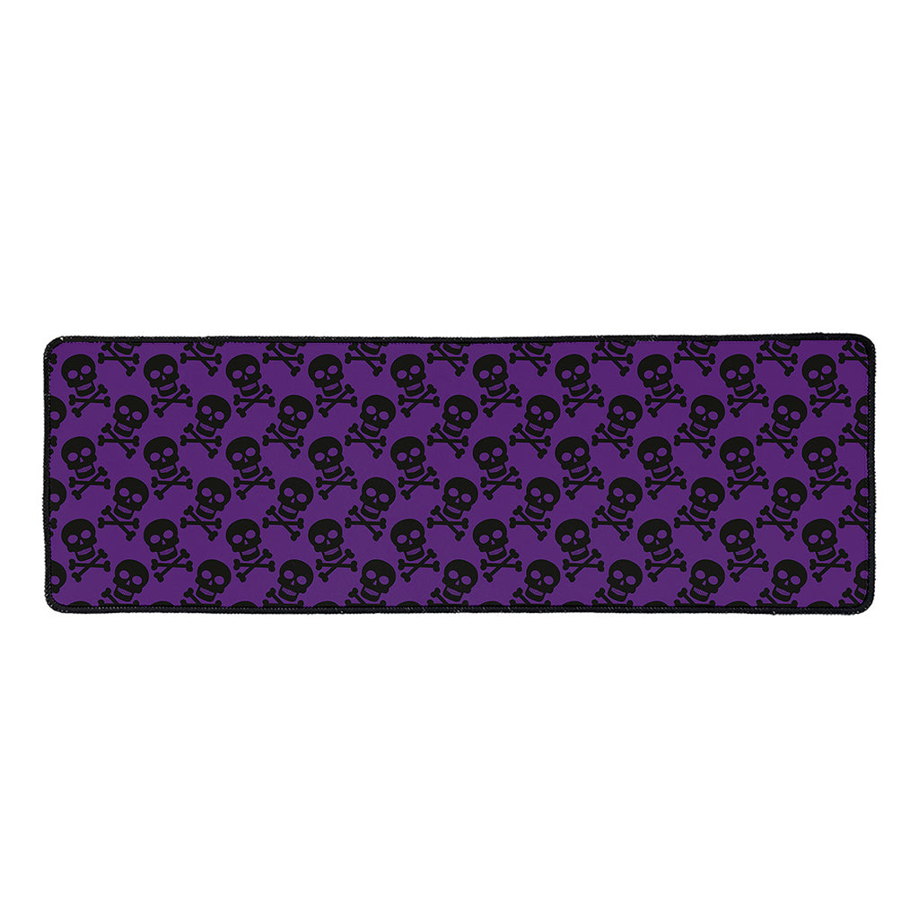 Purple And Black Halloween Skull Print Long Kitchen Mat