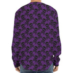 Purple And Black Halloween Skull Print Long Sleeve Baseball Jersey