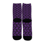 Purple And Black Halloween Skull Print Long Socks