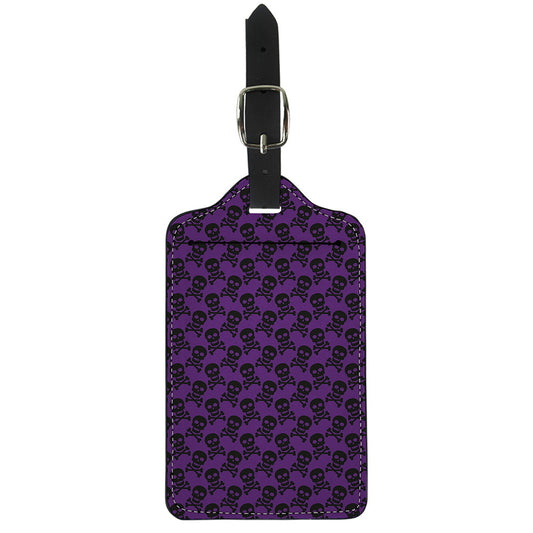 Purple And Black Halloween Skull Print Luggage Tag