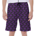 Purple And Black Halloween Skull Print Men's Beach Shorts