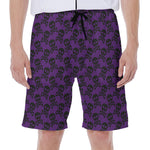 Purple And Black Halloween Skull Print Men's Beach Shorts