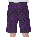 Purple And Black Halloween Skull Print Men's Beach Shorts