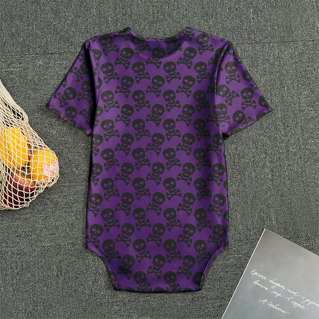 Purple And Black Halloween Skull Print Men's Bodysuit