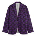 Purple And Black Halloween Skull Print Men's Cotton Blazer