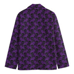 Purple And Black Halloween Skull Print Men's Cotton Blazer