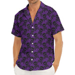 Purple And Black Halloween Skull Print Men's Deep V-Neck Shirt