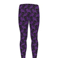 Purple And Black Halloween Skull Print Men's Leggings