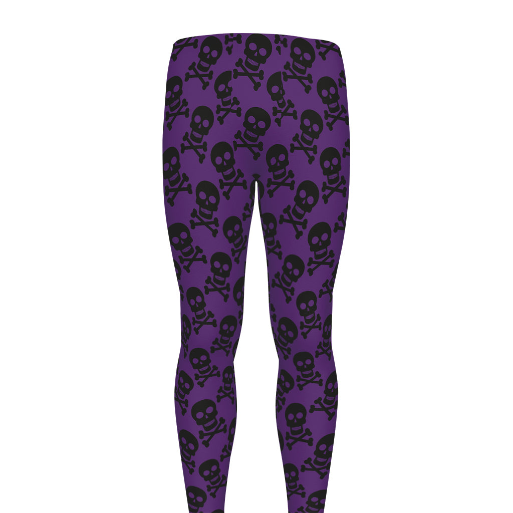 Purple And Black Halloween Skull Print Men's leggings