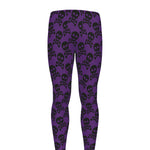 Purple And Black Halloween Skull Print Men's leggings