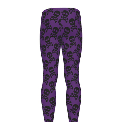 Purple And Black Halloween Skull Print Men's leggings