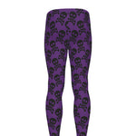 Purple And Black Halloween Skull Print Men's leggings