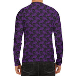 Purple And Black Halloween Skull Print Men's Long Sleeve Rash Guard