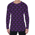 Purple And Black Halloween Skull Print Men's Long Sleeve T-Shirt