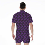 Purple And Black Halloween Skull Print Men's Rompers