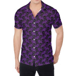 Purple And Black Halloween Skull Print Men's Shirt