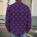 Purple And Black Halloween Skull Print Men's Shirt Jacket