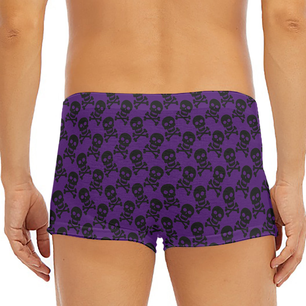Purple And Black Halloween Skull Print Men's Short Boxer Briefs